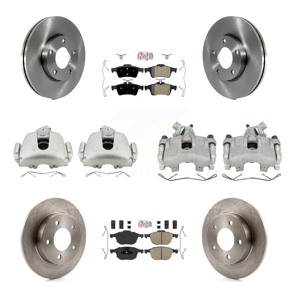Front Rear Disc Brake Caliper Rotors And Ameribrakes Pads Kit (10Pc) For Mazda 3 Sport KC8-102096N