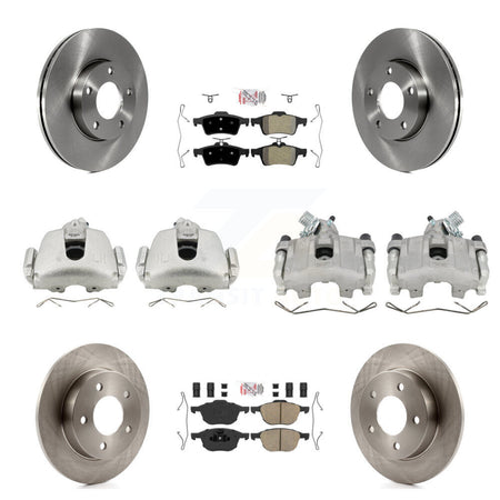 Front Rear Disc Brake Caliper Rotors And Ameribrakes Pads Kit (10Pc) For Mazda 3 Sport KC8-102096N