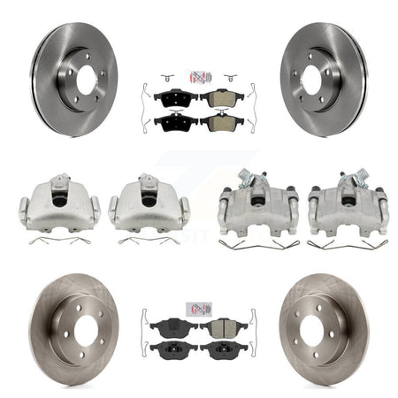 Front Rear Disc Brake Caliper Rotors And Semi-Metallic Pads Kit (10Pc) For Mazda 3 Sport KC8-102098N