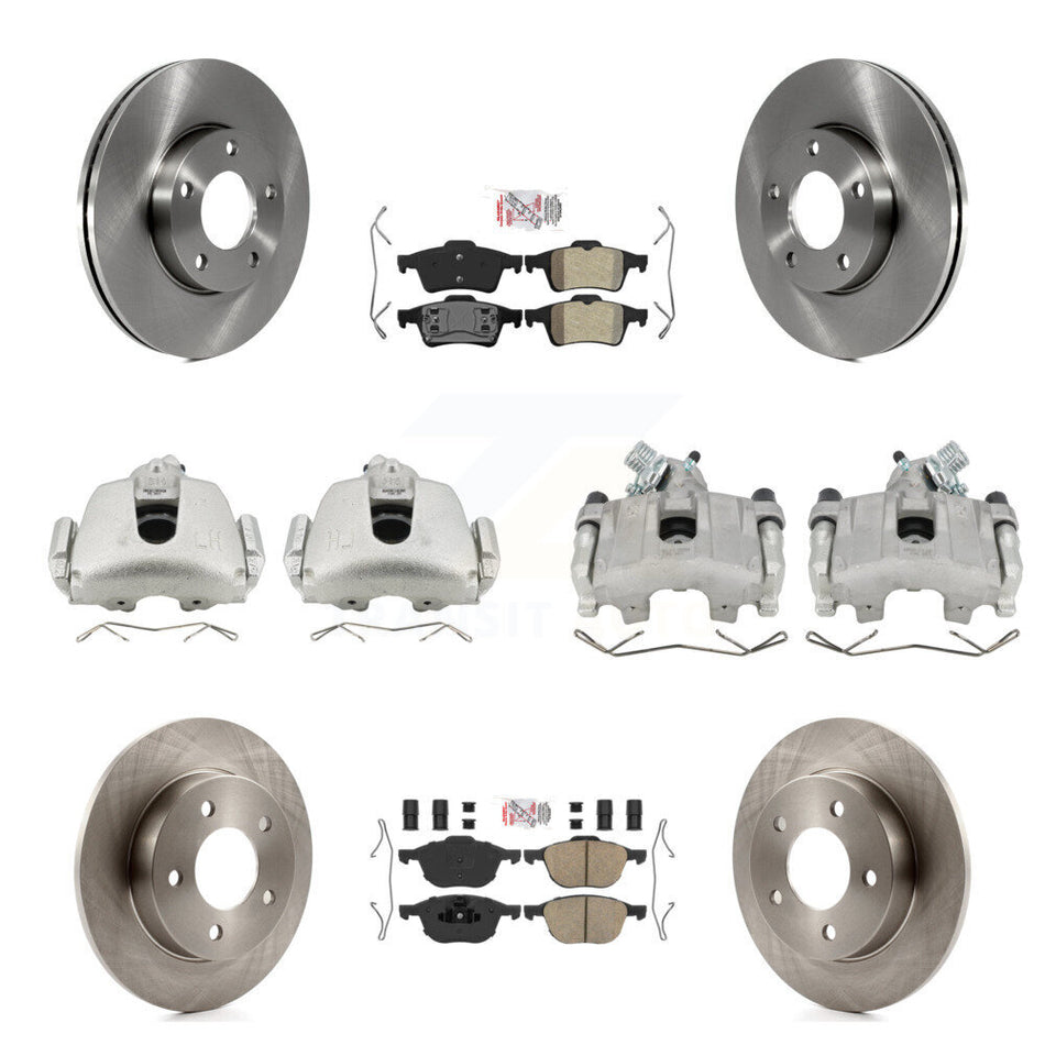 Front Rear Disc Brake Caliper Rotor And Ameribrakes Pad Kit (10Pc) For 2005 Mazda 3 2.0L KC8-102108N