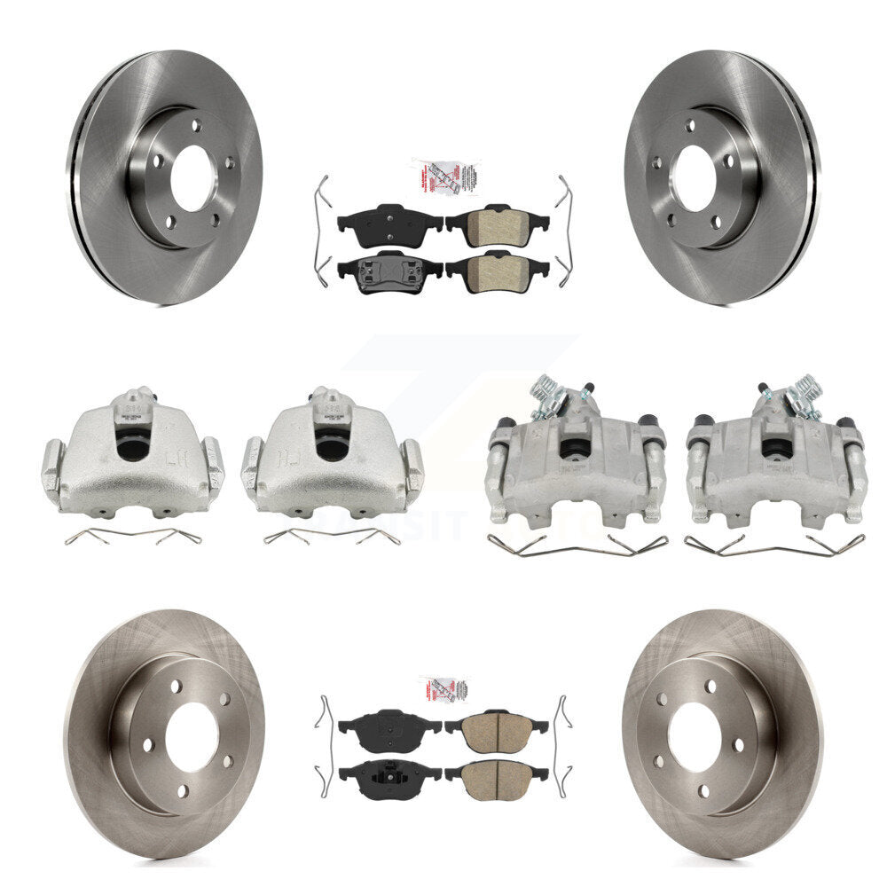 Front Rear Disc Brake Caliper Rotor And Ameribrakes Pad Kit (10Pc) For 2005 Mazda 3 2.0L KC8-102109N