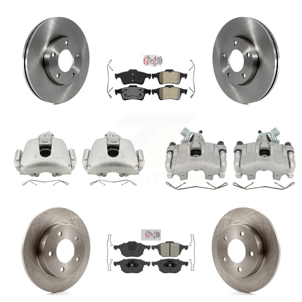 Front Rear Disc Brake Caliper Rotor & Semi-Metallic Pad Kit (10Pc) For 2005 Mazda 3 2.0L KC8-102110N