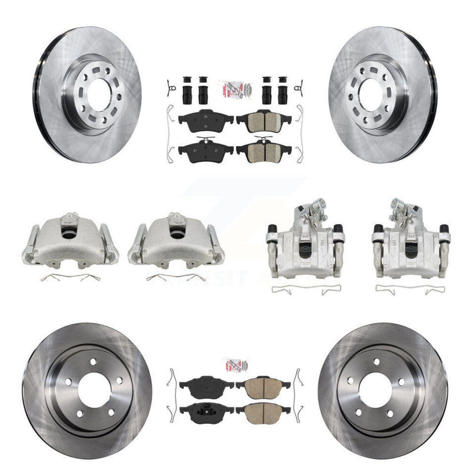 Front Rear Disc Brake Caliper Rotors And Ceramic Pads Kit (10Pc) For Mazda 3 Sport KC8-102112N