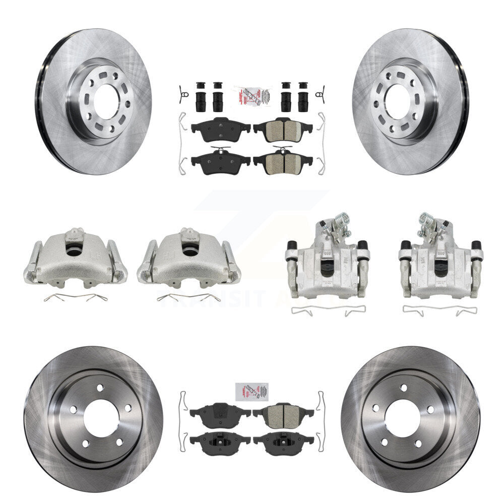 Front Rear Disc Brake Caliper Rotors And Ameribrakes Pads Kit (10Pc) For Mazda 3 Sport KC8-102113N