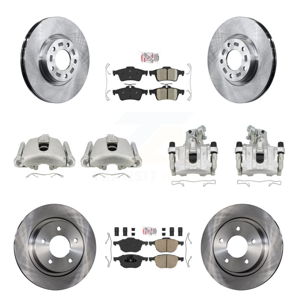 Front Rear Disc Brake Caliper Rotors And Ceramic Pads Kit (10Pc) For Mazda 3 Sport KC8-102114N