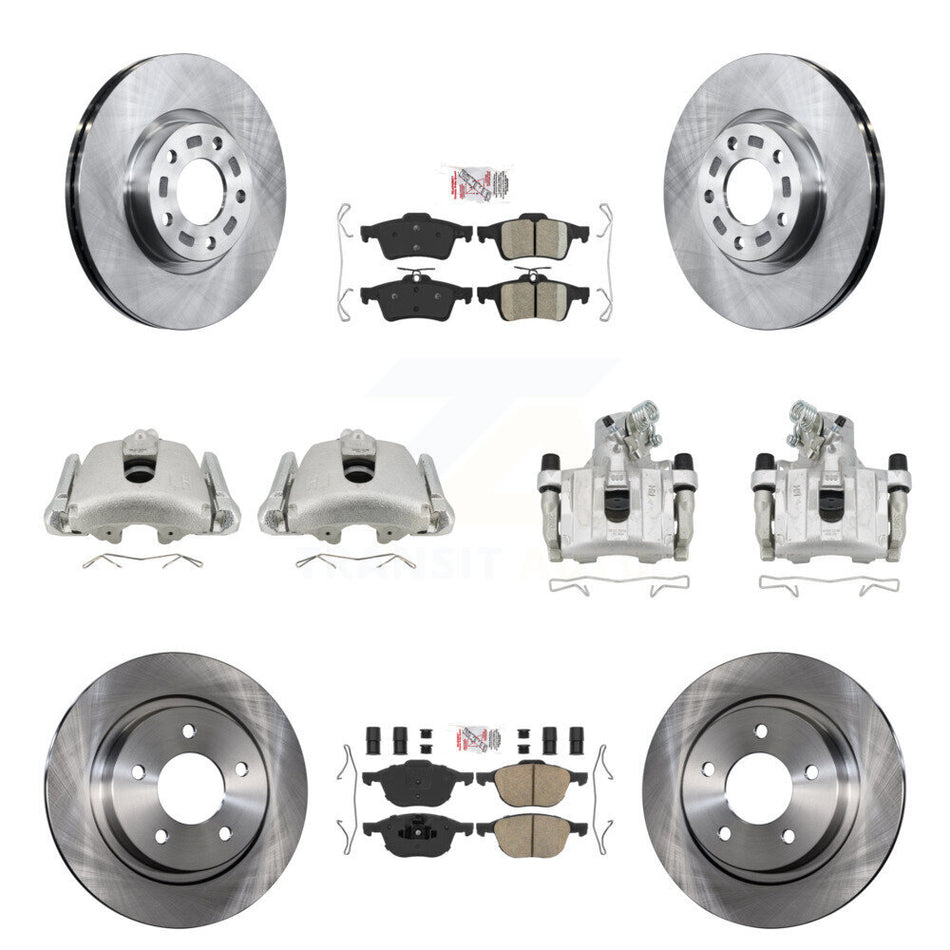 Front Rear Disc Brake Caliper Rotors And Ceramic Pads Kit (10Pc) For Mazda 3 Sport KC8-102114N