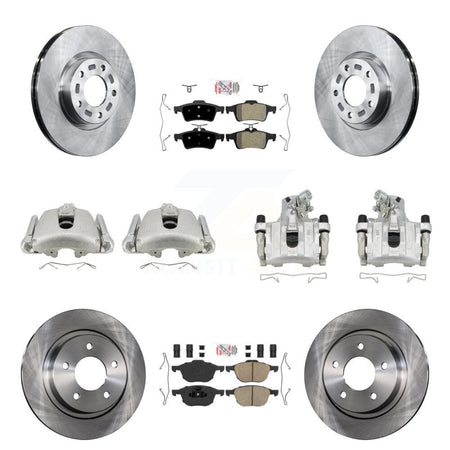 Front Rear Disc Brake Caliper Rotors And Ameribrakes Pads Kit (10Pc) For Mazda 3 Sport KC8-102117N