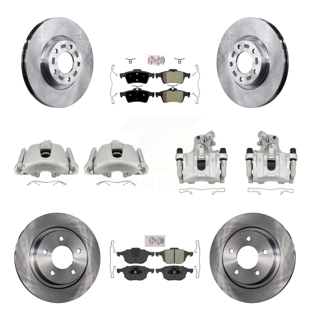 Front Rear Disc Brake Caliper Rotors And Semi-Metallic Pads Kit (10Pc) For Mazda 3 Sport KC8-102119N