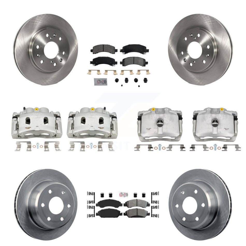 Front Rear Brake Caliper Rotor & Semi-Metallic Pad Kit (10Pc) For Chevrolet Express 1500 KC8-102125N