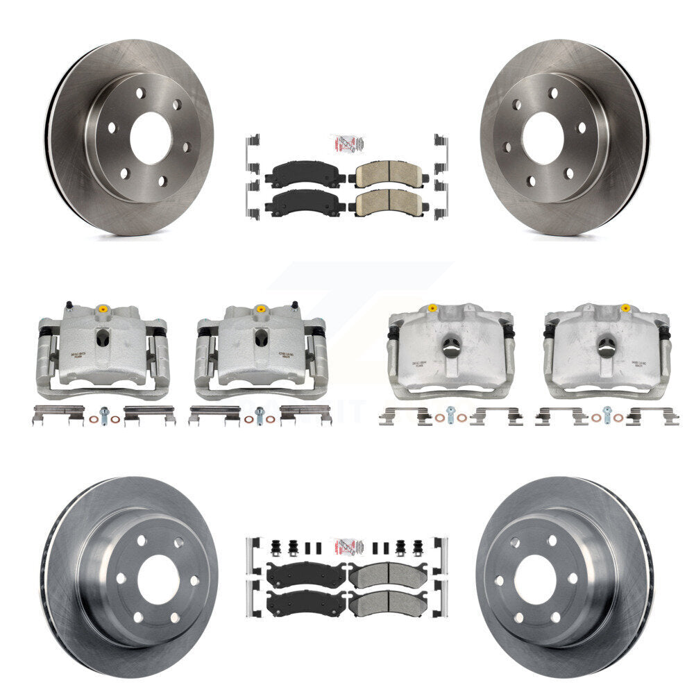 Front Rear Brake Caliper Rotor & Ameribrakes Pad Kit (10Pc) For Chevrolet Avalanche 1500 KC8-102129N