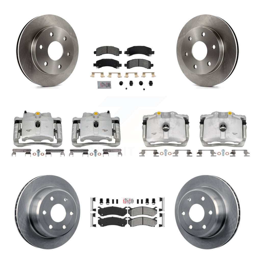 Front Rear Brake Caliper Rotor Semi-Metallic Pad Kit (10Pc) For Chevrolet Avalanche 1500 KC8-102131N