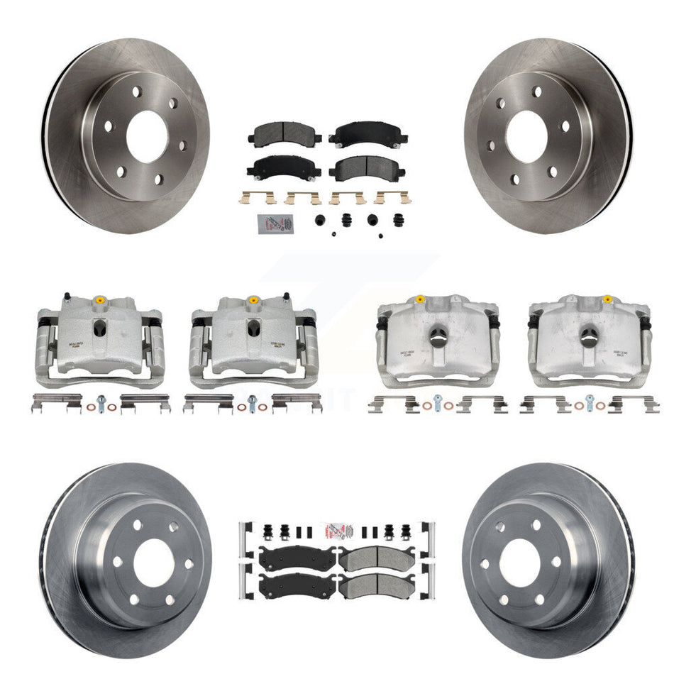 Front Rear Brake Caliper Rotor Semi-Metallic Pad Kit (10Pc) For Chevrolet Avalanche 1500 KC8-102131N