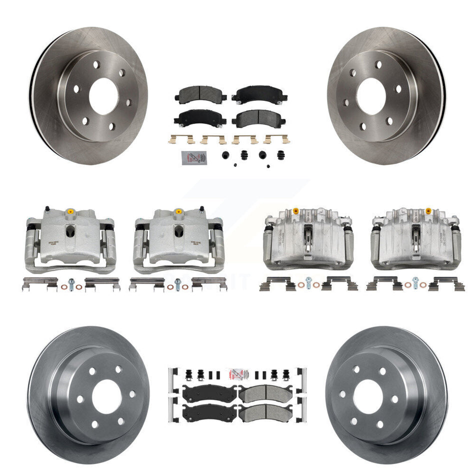 Front Rear Brake Caliper Rotor Semi-Metallic Pad Kit (10Pc) For Chevrolet Avalanche 1500 KC8-102135N