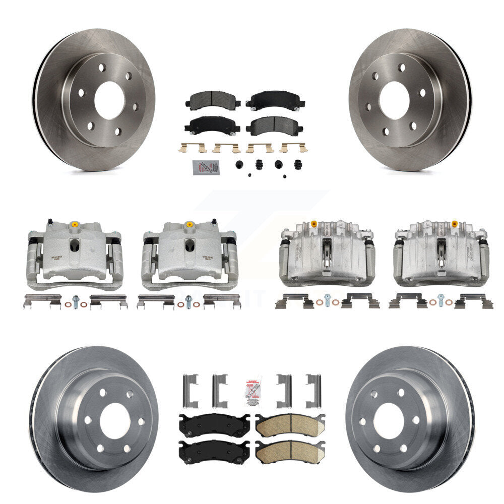 Front Rear Brake Caliper Rotors Ameribrakes Pad Kit (10Pc) For GMC Yukon Chevrolet Tahoe KC8-102138N