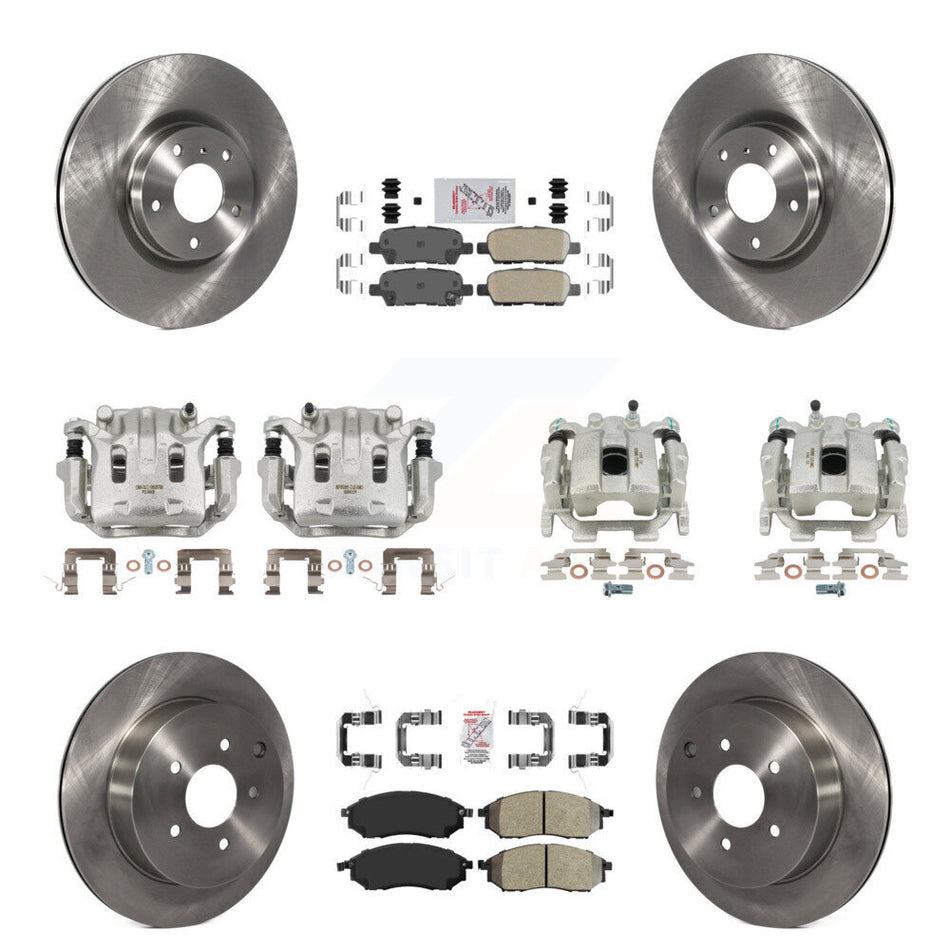 Front Rear Brake Caliper Rotor And Ameribrakes Pad Kit (10Pc) For Nissan Murano INFINITI KC8-102147N