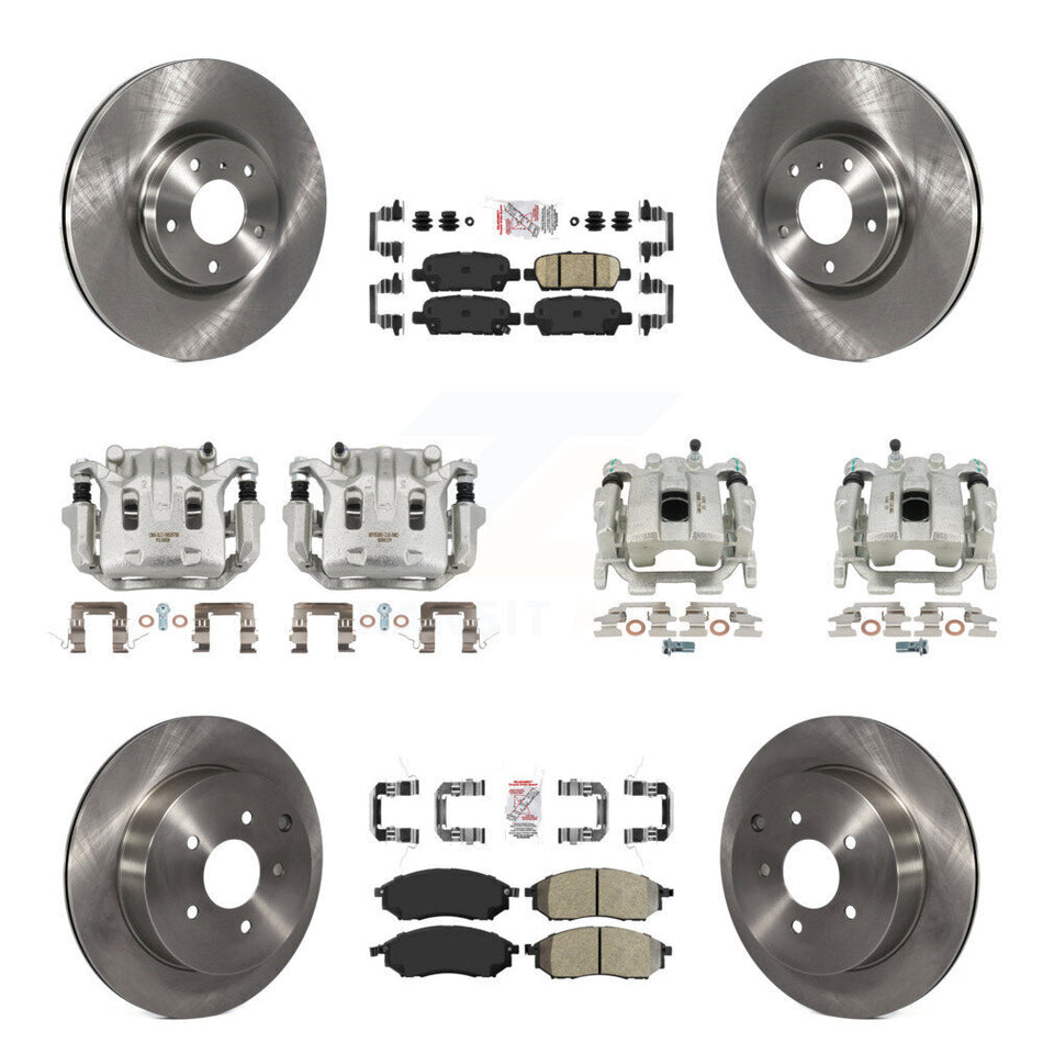 Front Rear Brake Caliper Rotor And Ameribrakes Pad Kit (10Pc) For Nissan Murano INFINITI KC8-102162N