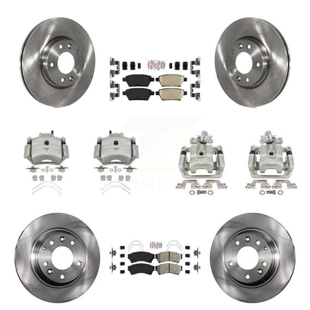 Front Rear Brake Caliper Rotors & Ameribrakes Pad Kit (10Pc) For Ford Fusion Mazda 6 MKZ KC8-102165N