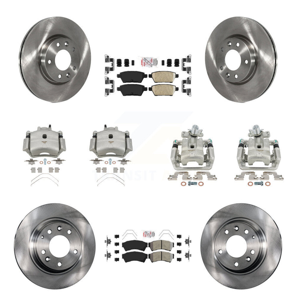 Front Rear Brake Caliper Rotors & Ameribrakes Pad Kit (10Pc) For Ford Fusion Mazda 6 MKZ KC8-102165N