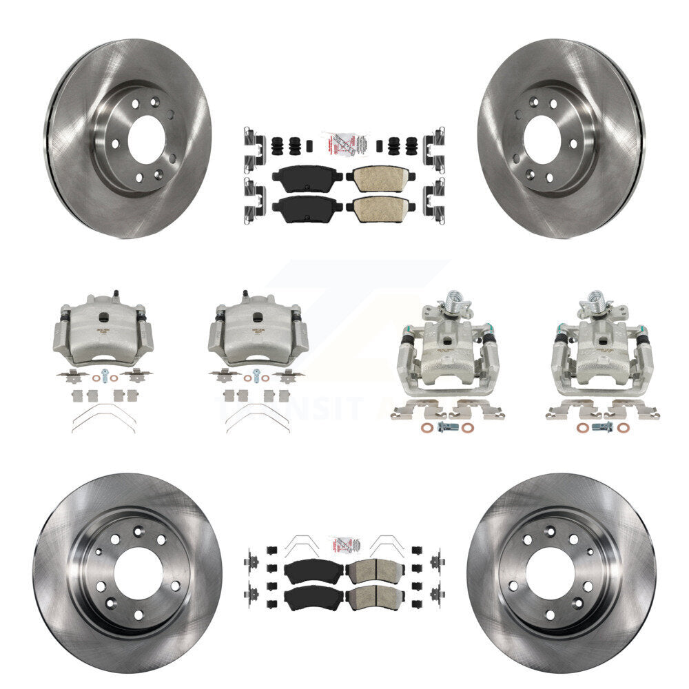 Front Rear Brake Caliper Rotors & Ameribrakes Pad Kit (10Pc) For Ford Fusion Mazda 6 MKZ KC8-102166N