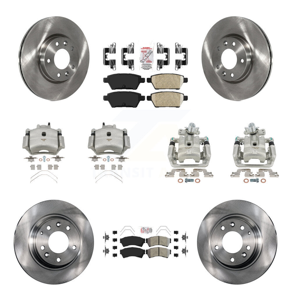 Front Rear Brake Caliper Rotors & Ameribrakes Pad Kit (10Pc) For Ford Fusion Mazda 6 MKZ KC8-102167N