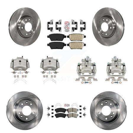 Front Rear Brake Caliper Rotors & Ameribrakes Pad Kit (10Pc) For Ford Fusion Mazda 6 MKZ KC8-102167N