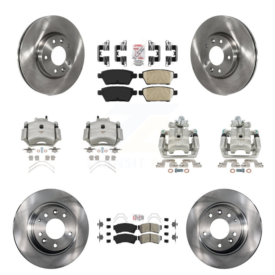 Front Rear Brake Caliper Rotors & Ameribrakes Pad Kit (10Pc) For Ford Fusion Mazda 6 MKZ KC8-102167N
