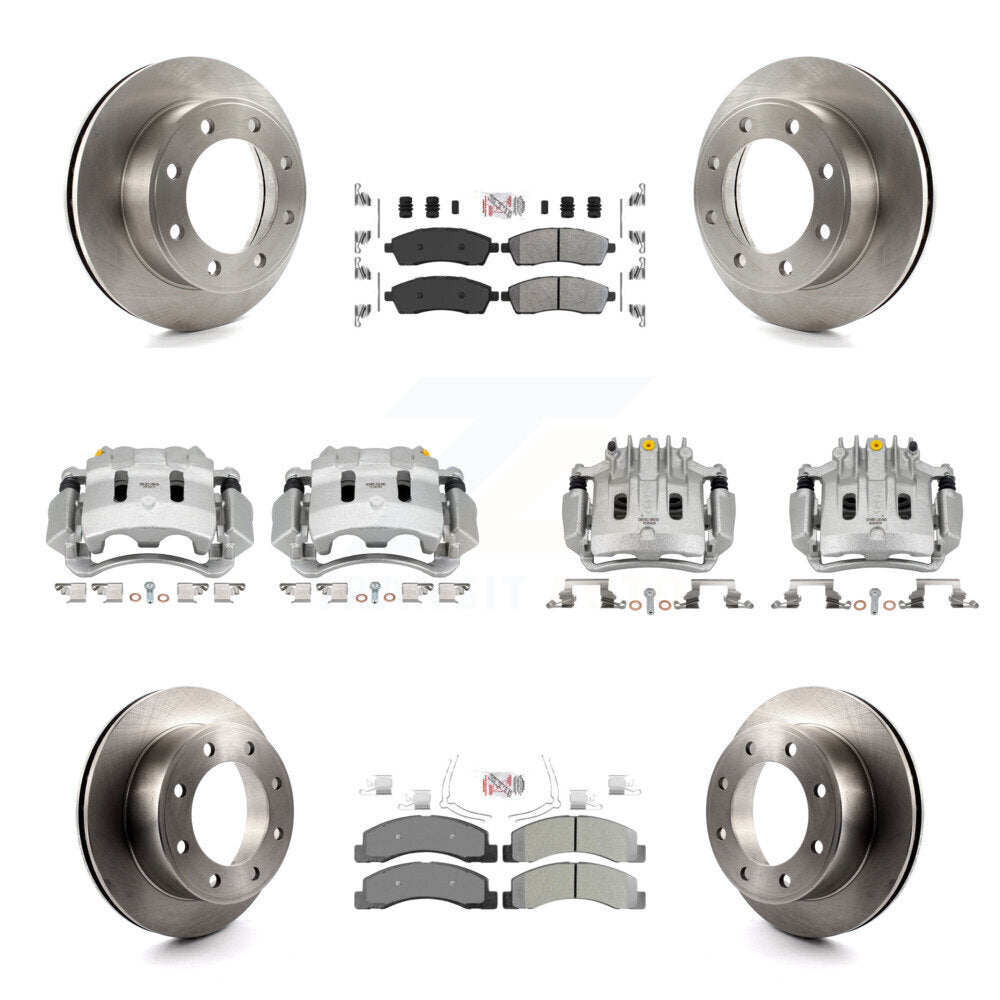 Front Rear Brake Caliper Rotors & Semi-Metallic Pad Kit (10Pc) For Ford F-250 Super Duty KC8-102171N