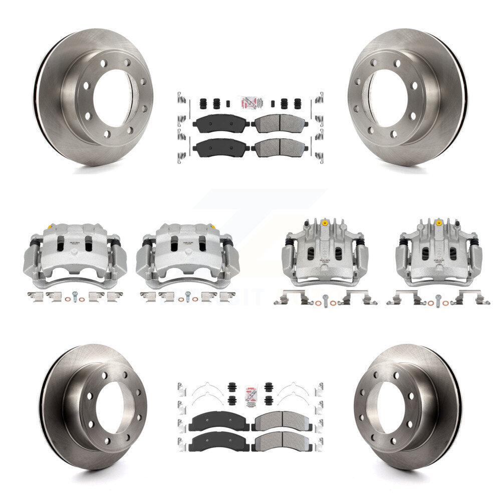 Front Rear Brake Caliper Rotors & Semi-Metallic Pad Kit (10Pc) For Ford F-250 Super Duty KC8-102172N