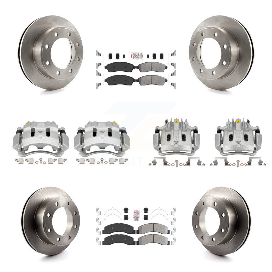 Front Rear Brake Caliper Rotors & Semi-Metallic Pad Kit (10Pc) For Ford F-250 Super Duty KC8-102172N