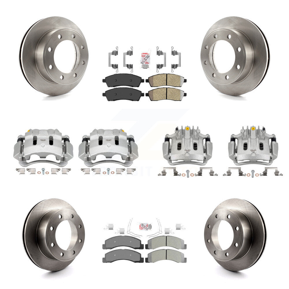 Front Rear Brake Caliper Rotors & Semi-Metallic Pad Kit (10Pc) For Ford F-250 Super Duty KC8-102173N