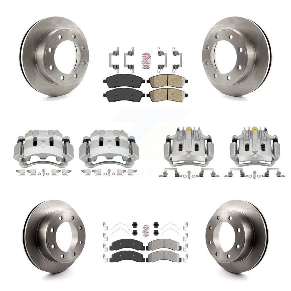 Front Rear Brake Caliper Rotors & Semi-Metallic Pad Kit (10Pc) For Ford F-250 Super Duty KC8-102174N