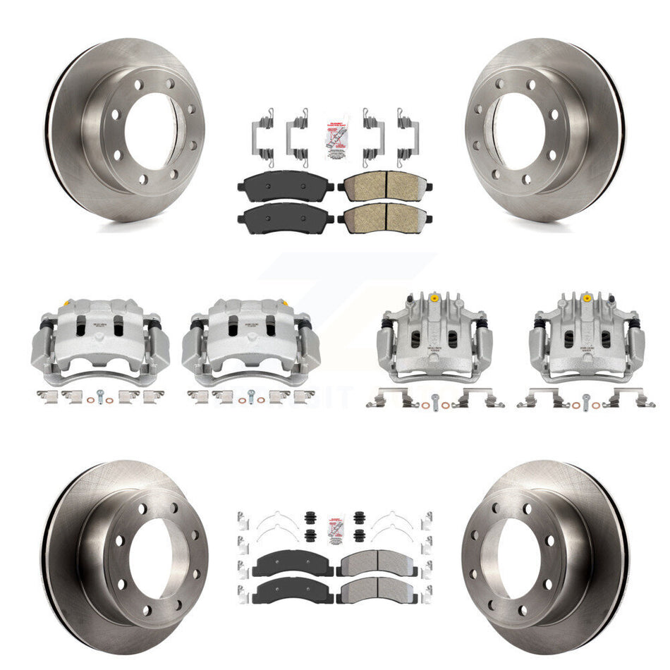 Front Rear Brake Caliper Rotors & Semi-Metallic Pad Kit (10Pc) For Ford F-250 Super Duty KC8-102174N