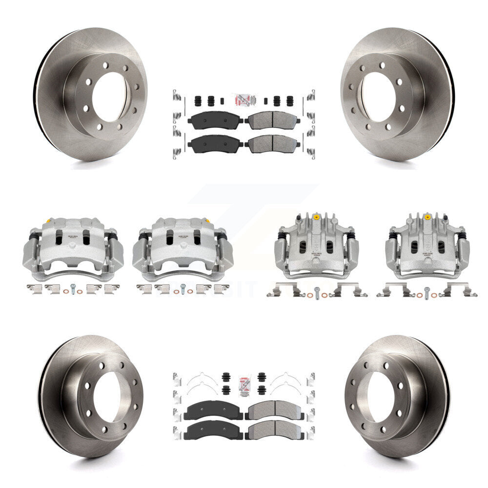 Front Rear Brake Caliper Rotors & Semi-Metallic Pad Kit (10Pc) For Ford F-250 Super Duty KC8-102176N