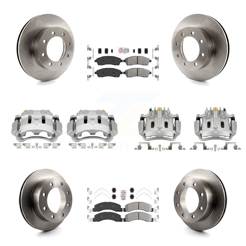 Front Rear Brake Caliper Rotors & Semi-Metallic Pad Kit (10Pc) For Ford F-250 Super Duty KC8-102176N