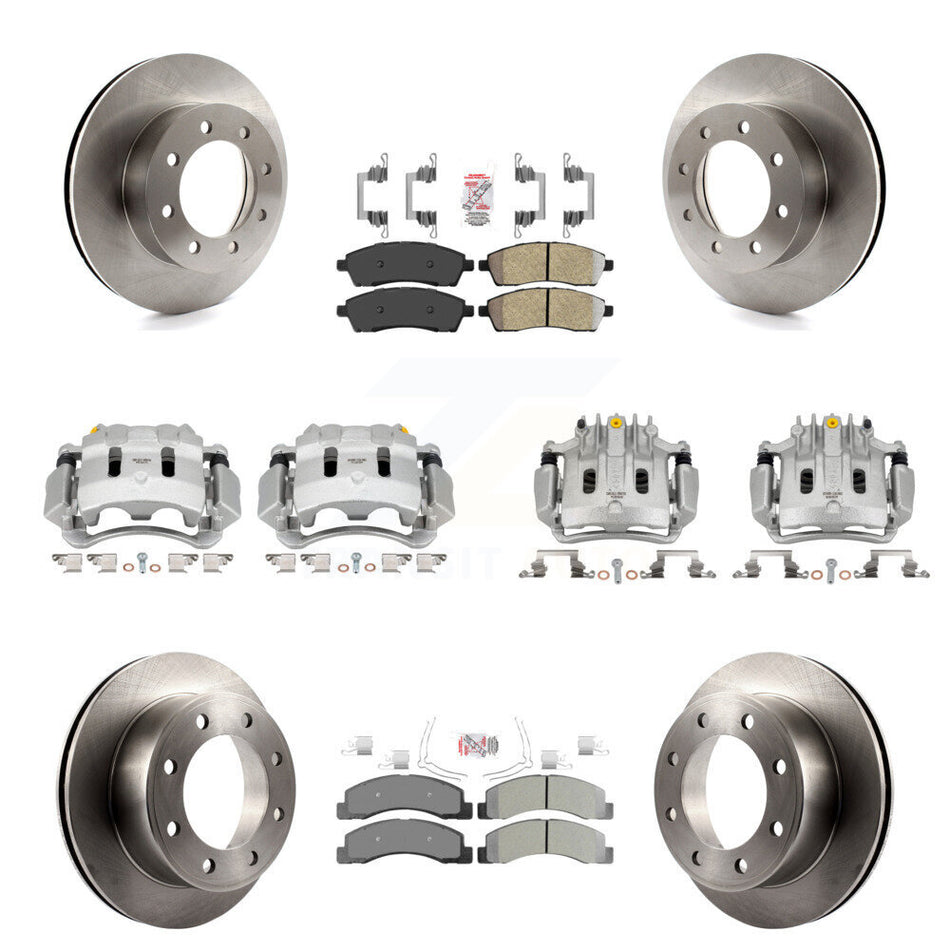 Front Rear Brake Caliper Rotors & Semi-Metallic Pad Kit (10Pc) For Ford F-250 Super Duty KC8-102177N