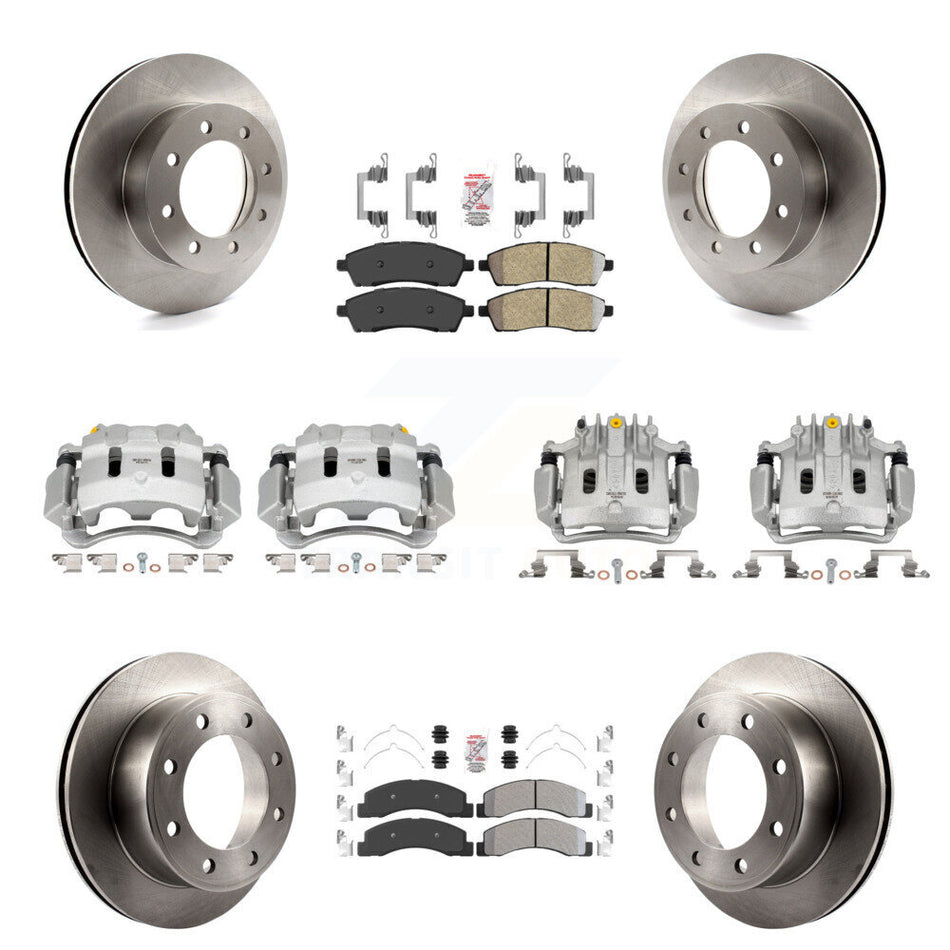 Front Rear Brake Caliper Rotors & Semi-Metallic Pad Kit (10Pc) For Ford F-250 Super Duty KC8-102178N
