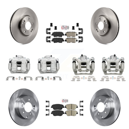 Front Rear Disc Brake Caliper Rotor Ceramic Pad Kit (10Pc) For Hyundai Sonata Kia Optima KC8-102179N