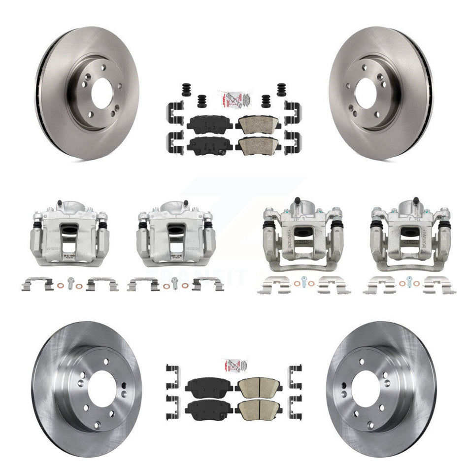 Front Rear Disc Brake Caliper Rotor Ceramic Pad Kit (10Pc) For Hyundai Sonata Kia Optima KC8-102179N