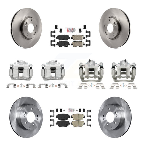 Front Rear Disc Brake Caliper Rotor Ceramic Pad Kit (10Pc) For Hyundai Sonata Kia Optima KC8-102180N
