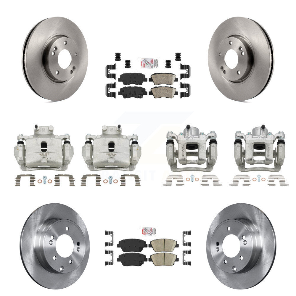 Front Rear Disc Brake Caliper Rotors Ceramic Pad Kit (10Pc) For 2014 Hyundai Sonata 2.0L KC8-102183N