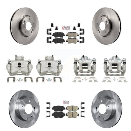 Front Rear Disc Brake Caliper Rotors Ceramic Pad Kit (10Pc) For 2014 Hyundai Sonata 2.0L KC8-102183N