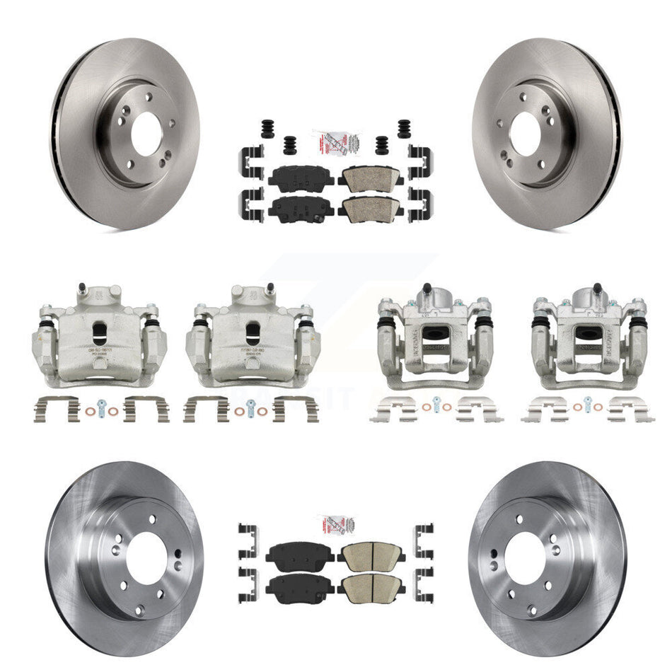 Front Rear Disc Brake Caliper Rotors Ceramic Pad Kit (10Pc) For 2014 Hyundai Sonata 2.0L KC8-102183N