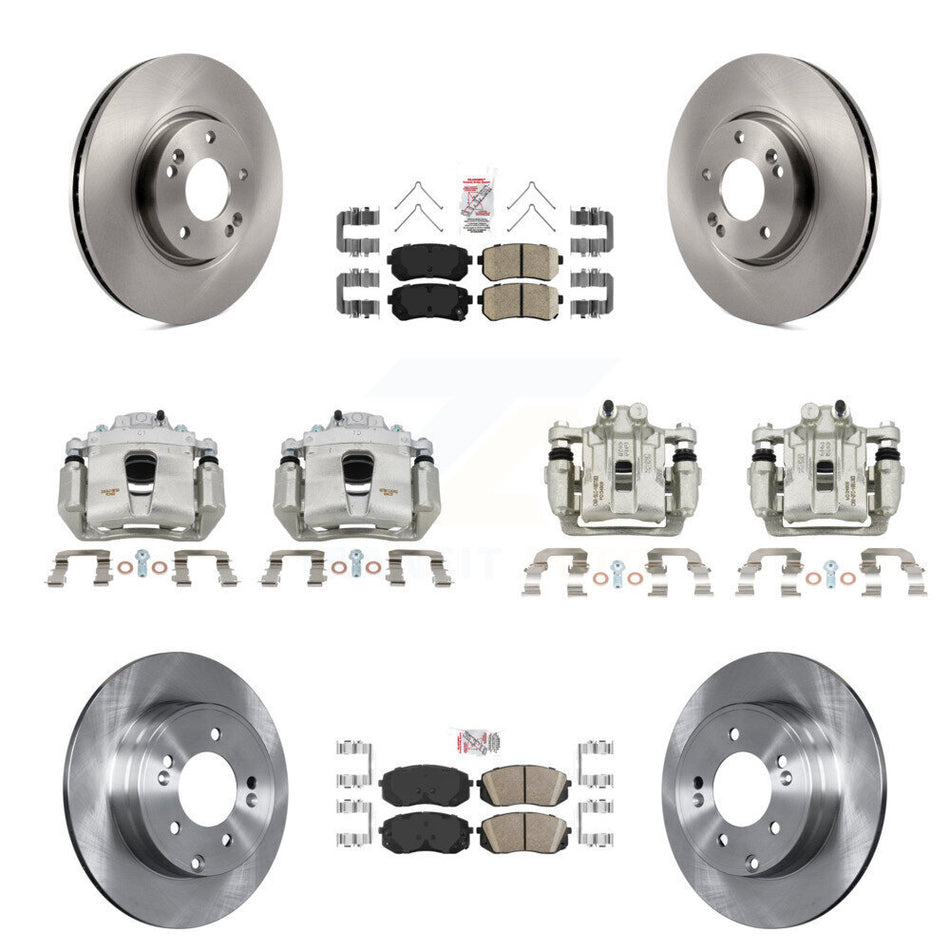 Front Rear Disc Brake Caliper Rotors And Ceramic Pads Kit (10Pc) For Hyundai Sonata KC8-102201N