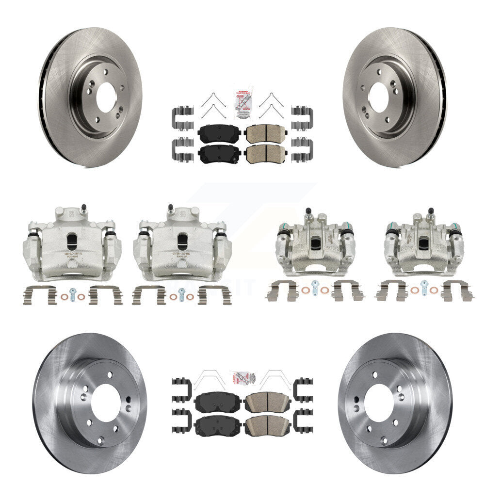 Front Rear Disc Brake Caliper Rotors And Ceramic Pads Kit (10Pc) For Kia Optima KC8-102203N