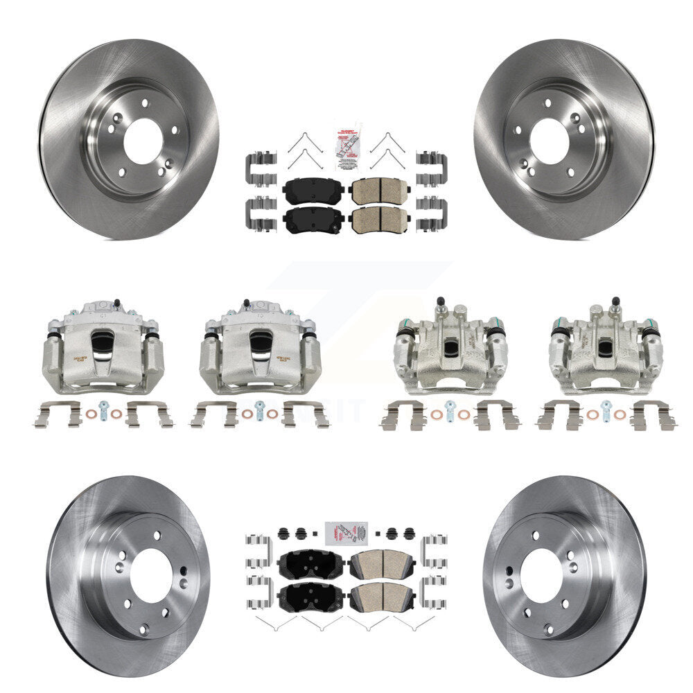 Front Rear Disc Brake Caliper Rotors And Ceramic Pads Kit (10Pc) For Kia Optima KC8-102205N