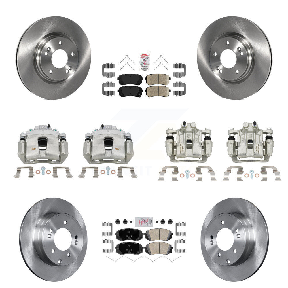 Front Rear Disc Brake Caliper Rotors And Ceramic Pads Kit (10Pc) For Kia Optima KC8-102207N