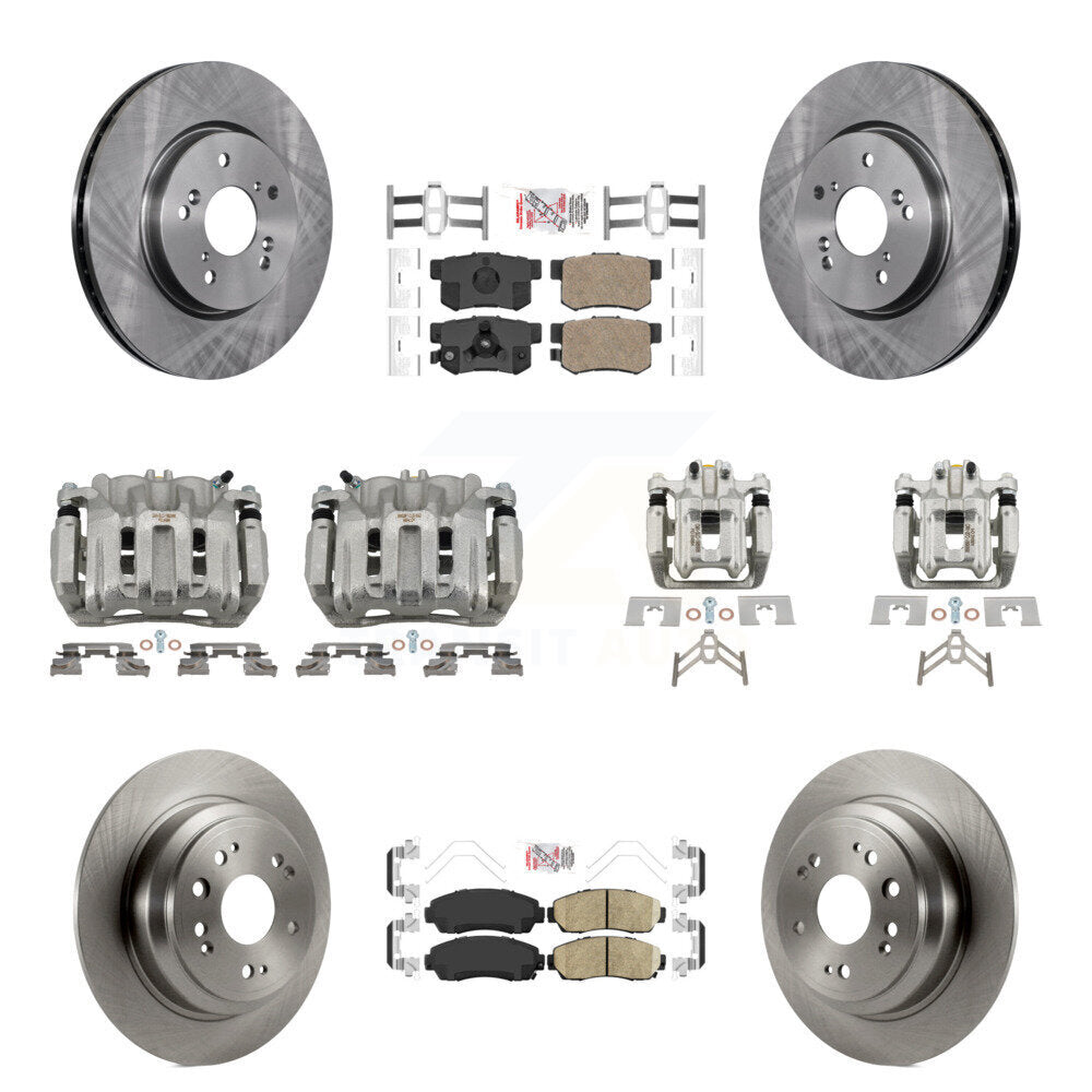 Front Rear Disc Brake Caliper Rotors And Ceramic Pads Kit (10Pc) For Honda Crosstour KC8-102217N