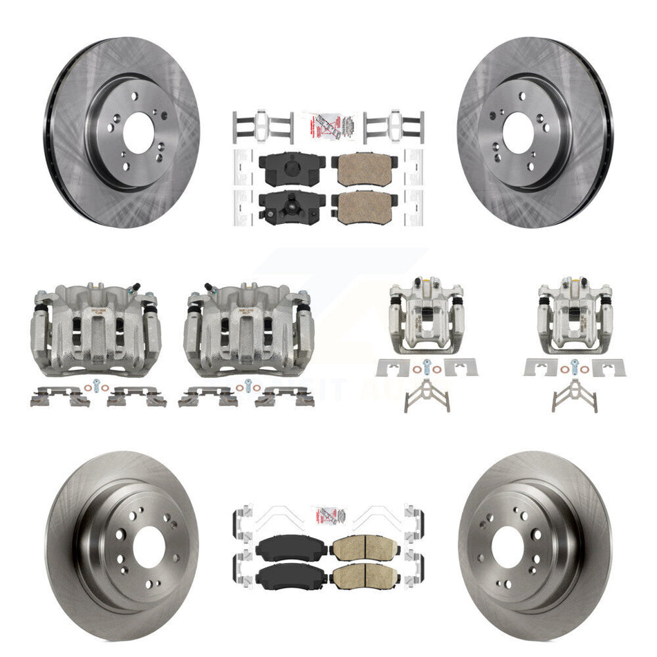 Front Rear Disc Brake Caliper Rotors And Ceramic Pads Kit (10Pc) For Honda Crosstour KC8-102217N