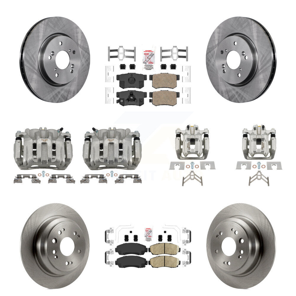 Front Rear Disc Brake Caliper Rotors And Ceramic Pads Kit (10Pc) For Honda Crosstour KC8-102218N