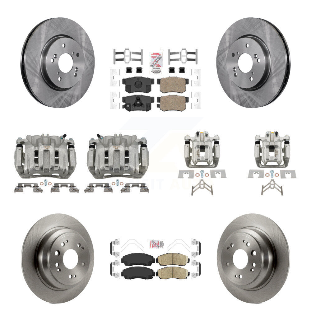 Front Rear Disc Brake Caliper Rotors And Ceramic Pads Kit (10Pc) For Honda Crosstour KC8-102219N